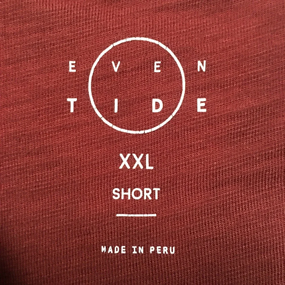 Even Tide Henley Shirt Mens XXL Red Short Sleeve 100% Cotton Peruvian Slub - Picture 3 of 9